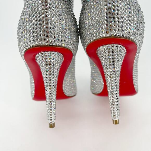 NWOB Christian Louboutin Silver Astrilarge Strass Crystal Ankle Boot size EU 39 - Picture 8 of 11